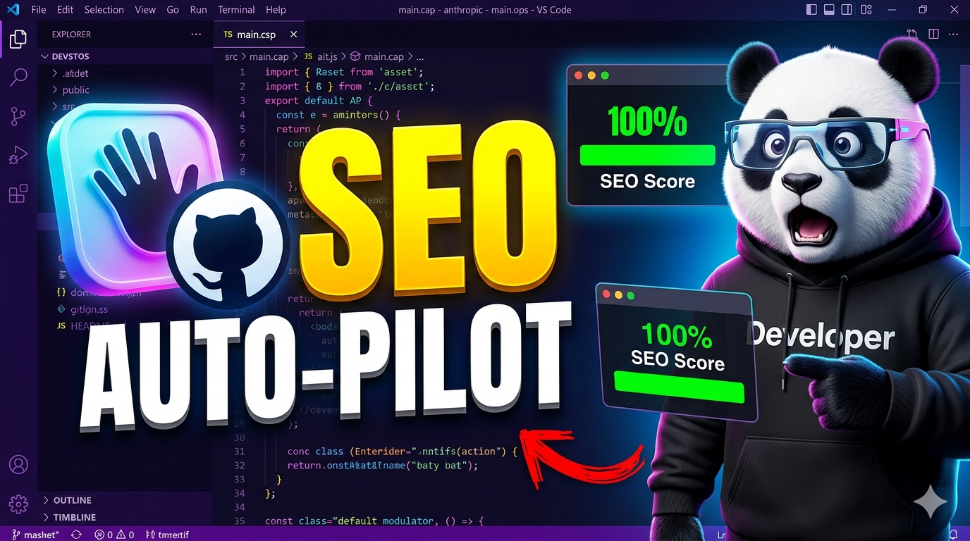 Technical thumbnail on content automation using Claude SEO, GitHub and the Anthropic API for ClickPanda.